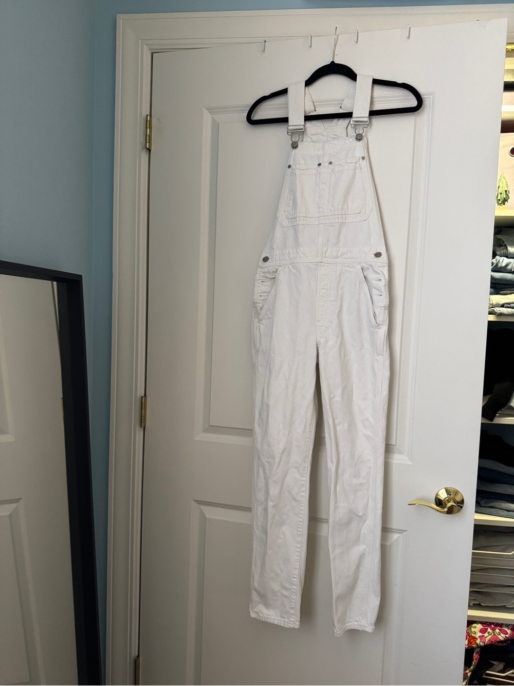 GAP White Denim Overalls with Front Bib Pocket
